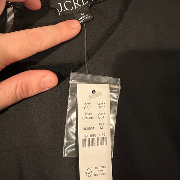 J.Crew Winter Garden Top – Black – Size M – Ruffle Sleeve - Picture 3 of 4